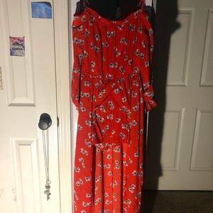 Red floral romper w tail